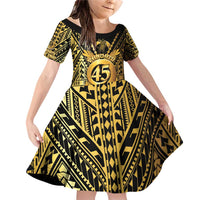 Vanuatu 45th Anniversary Of Independence Family Matching Off Shoulder Short Dress and Hawaiian Shirt Gold Style - Polynesian Pride