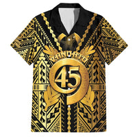 Vanuatu 45th Anniversary Of Independence Family Matching Off Shoulder Short Dress and Hawaiian Shirt Gold Style - Polynesian Pride