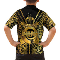 Vanuatu 46th Anniversary Of Independence Family Matching Puletasi and Hawaiian Shirt Gold Style LT05 - Polynesian Pride