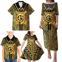 Vanuatu 45th Anniversary Of Independence Family Matching Puletasi and Hawaiian Shirt Gold Style - Polynesian Pride