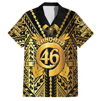 Vanuatu 46th Anniversary Of Independence Family Matching Puletasi and Hawaiian Shirt Gold Style LT05 Dad's Shirt - Short Sleeve Gold - Polynesian Pride
