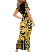 Vanuatu 46th Anniversary Of Independence Family Matching Short Sleeve Bodycon Dress and Hawaiian Shirt Gold Style LT05 - Polynesian Pride