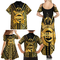 Vanuatu 46th Anniversary Of Independence Family Matching Summer Maxi Dress and Hawaiian Shirt Gold Style LT05 - Polynesian Pride