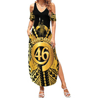 Vanuatu 46th Anniversary Of Independence Family Matching Summer Maxi Dress and Hawaiian Shirt Gold Style LT05 Mom's Dress Gold - Polynesian Pride