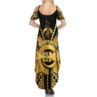 Vanuatu 46th Anniversary Of Independence Family Matching Summer Maxi Dress and Hawaiian Shirt Gold Style LT05 - Polynesian Pride