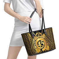 Vanuatu 46th Anniversary Of Independence Leather Tote Bag Gold Style LT05 - Polynesian Pride