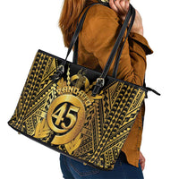 Vanuatu 46th Anniversary Of Independence Leather Tote Bag Gold Style LT05 - Polynesian Pride