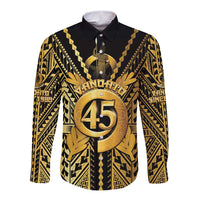 Vanuatu 45th Anniversary Of Independence Long Sleeve Button Shirt Gold Style - Polynesian Pride