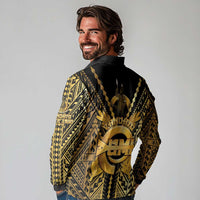 Vanuatu 46th Anniversary Of Independence Long Sleeve Polo Shirt Gold Style LT05 - Polynesian Pride