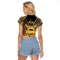 Vanuatu 46th Anniversary Of Independence Raglan Cropped T Shirt Gold Style LT05 - Polynesian Pride
