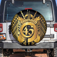 Vanuatu 46th Anniversary Of Independence Spare Tire Cover Gold Style LT05 No hole Gold - Polynesian Pride