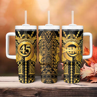 Vanuatu 45th Anniversary Of Independence Tumbler With Handle Gold Style - Polynesian Pride