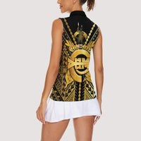 Vanuatu 46th Anniversary Of Independence Women Sleeveless Polo Shirt Gold Style LT05 - Polynesian Pride
