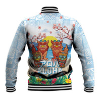 Hawaii And Japan Okinawa Baseball Jacket Aloha Gozaimasu Tiki With Shisa