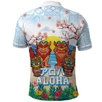 Hawaii And Japan Okinawa Polo Shirt Aloha Gozaimasu Tiki With Shisa