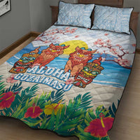 Hawaii And Japan Okinawa Quilt Bed Set Aloha Gozaimasu Tiki With Shisa