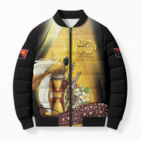 Papua New Guinea Bomber Puffer Jacket Independence Day Unique Style LT05 Unisex Gold - Polynesian Pride