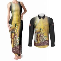 Papua New Guinea Couples Matching Tank Maxi Dress and Long Sleeve Button Shirt Independence Day Unique Style LT05 Gold - Polynesian Pride