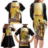 Papua New Guinea Family Matching Long Sleeve Bodycon Dress and Hawaiian Shirt 50 Years Of Independence - Polynesian Pride