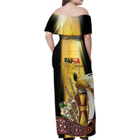 Papua New Guinea Family Matching Off Shoulder Maxi Dress and Hawaiian Shirt 50 Years Of Independence - Polynesian Pride