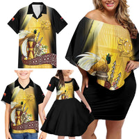 Papua New Guinea Family Matching Off Shoulder Short Dress and Hawaiian Shirt Independence Day Unique Style LT05 - Polynesian Pride