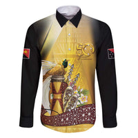Papua New Guinea Family Matching Off Shoulder Short Dress and Hawaiian Shirt Independence Day Unique Style LT05 Daughter's Dress Gold - Polynesian Pride