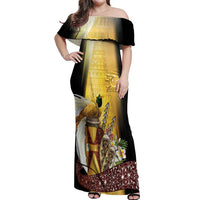 Papua New Guinea Off Shoulder Maxi Dress Independence Day Unique Style LT05 Women Gold - Polynesian Pride