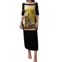 Papua New Guinea Puletasi Independence Day Unique Style LT05 Long Dress Gold - Polynesian Pride