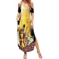 Papua New Guinea Summer Maxi Dress Independence Day Unique Style LT05 Women Gold - Polynesian Pride