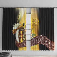 Papua New Guinea Window Curtain Independence Day Unique Style LT05 With Hooks Gold - Polynesian Pride