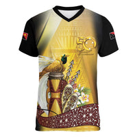 Papua New Guinea Women V-Neck T-Shirt 50 Years Of Independence - Polynesian Pride