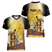 Papua New Guinea Women V-Neck T-Shirt 50 Years Of Independence - Polynesian Pride