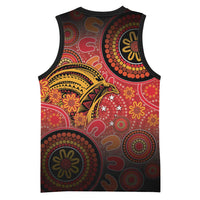 Papua New Guinea Basketball Jersey Birds Of Paradise With Aboriginal Pattern - Polynesian Pride