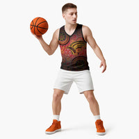 Papua New Guinea Basketball Jersey Birds Of Paradise With Aboriginal Pattern - Polynesian Pride