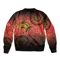 Papua New Guinea Bomber Jacket Birds Of Paradise With Aboriginal Pattern - Polynesian Pride