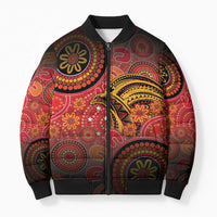 Papua New Guinea Bomber Puffer Jacket Birds Of Paradise With Aboriginal Pattern - Polynesian Pride