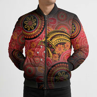 Papua New Guinea Bomber Puffer Jacket Birds Of Paradise With Aboriginal Pattern - Polynesian Pride