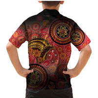 Papua New Guinea Family Matching Mermaid Dress and Hawaiian Shirt Birds Of Paradise With Aboriginal Pattern - Polynesian Pride