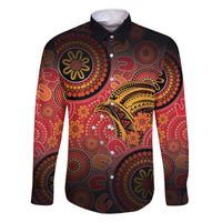 Papua New Guinea Family Matching Off The Shoulder Long Sleeve Dress and Hawaiian Shirt Birds Of Paradise With Aboriginal Pattern - Polynesian Pride