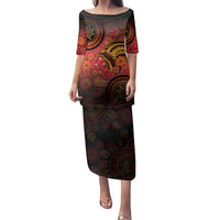 Papua New Guinea Family Matching Puletasi and Hawaiian Shirt Birds Of Paradise With Aboriginal Pattern - Polynesian Pride