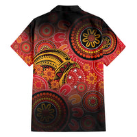 Papua New Guinea Family Matching Short Sleeve Bodycon Dress and Hawaiian Shirt Birds Of Paradise With Aboriginal Pattern LT05 - Polynesian Pride