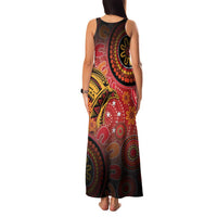 Papua New Guinea Family Matching Tank Maxi Dress and Hawaiian Shirt Birds Of Paradise With Aboriginal Pattern - Polynesian Pride