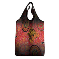 Papua New Guinea Grocery Bag Birds Of Paradise With Aboriginal Pattern - Polynesian Pride