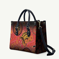 Papua New Guinea Leather Bag Birds Of Paradise With Aboriginal Pattern - Polynesian Pride