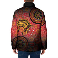 Papua New Guinea Padded Jacket Birds Of Paradise With Aboriginal Pattern - Polynesian Pride
