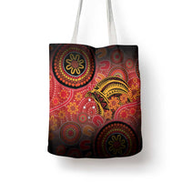 Papua New Guinea Tote Bag Birds Of Paradise With Aboriginal Pattern - Polynesian Pride