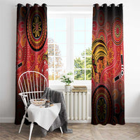 Papua New Guinea Window Curtain Birds Of Paradise With Aboriginal Pattern - Polynesian Pride