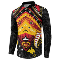 Papua New Guinea Independence Day Button Sweatshirt Tribal Mask - Polynesian Pride