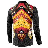 Papua New Guinea Independence Day Button Sweatshirt Tribal Mask - Polynesian Pride