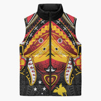 Papua New Guinea Independence Day Sleeveless Puffer Jacket Tribal Mask - Polynesian Pride